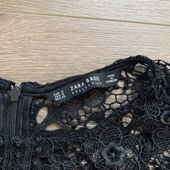 (Sz S) Zara Basic Black Lace Dress - Picture 6 of 6